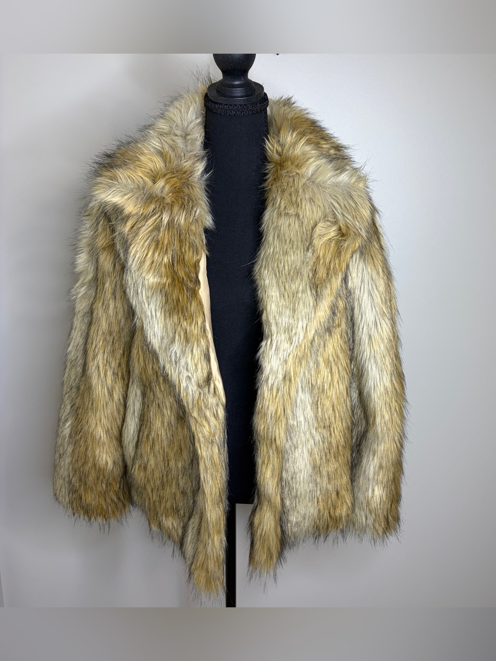 Topshop Faux Fur Coat - Golden Brown Women's Jacket 8